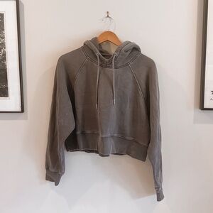 Abercrombie & Fitch Soft AF Max 90s Cropped Popover Black Hoodie Sweatshirt L